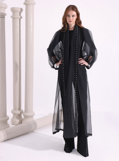 Black Organza Abaya Kaftan