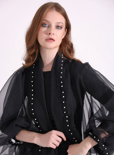 Black Organza Abaya Kaftan