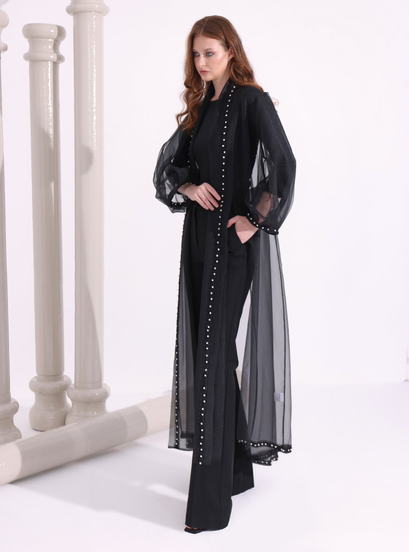 Black Organza Abaya Kaftan