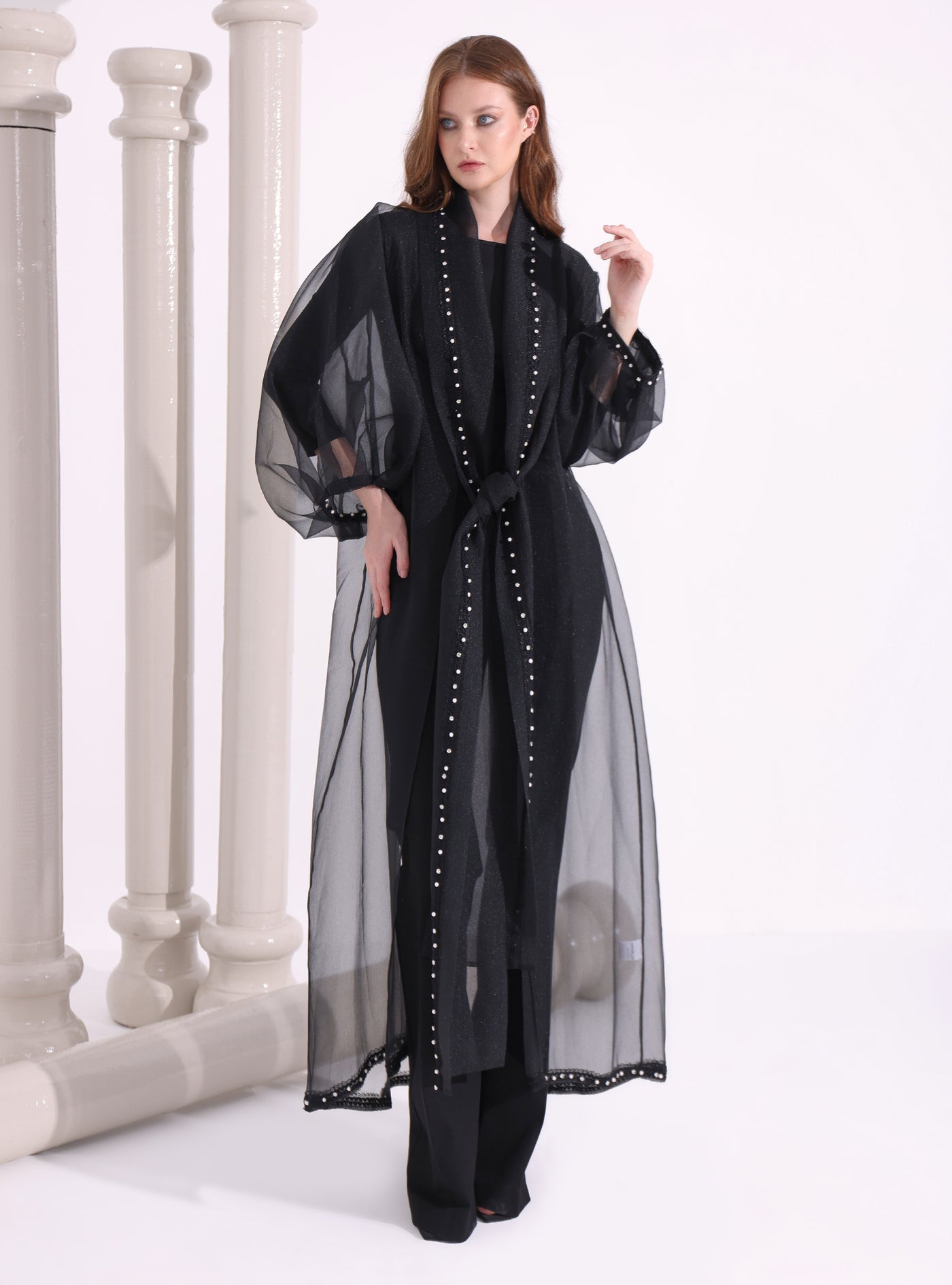 Black Organza Abaya Kaftan