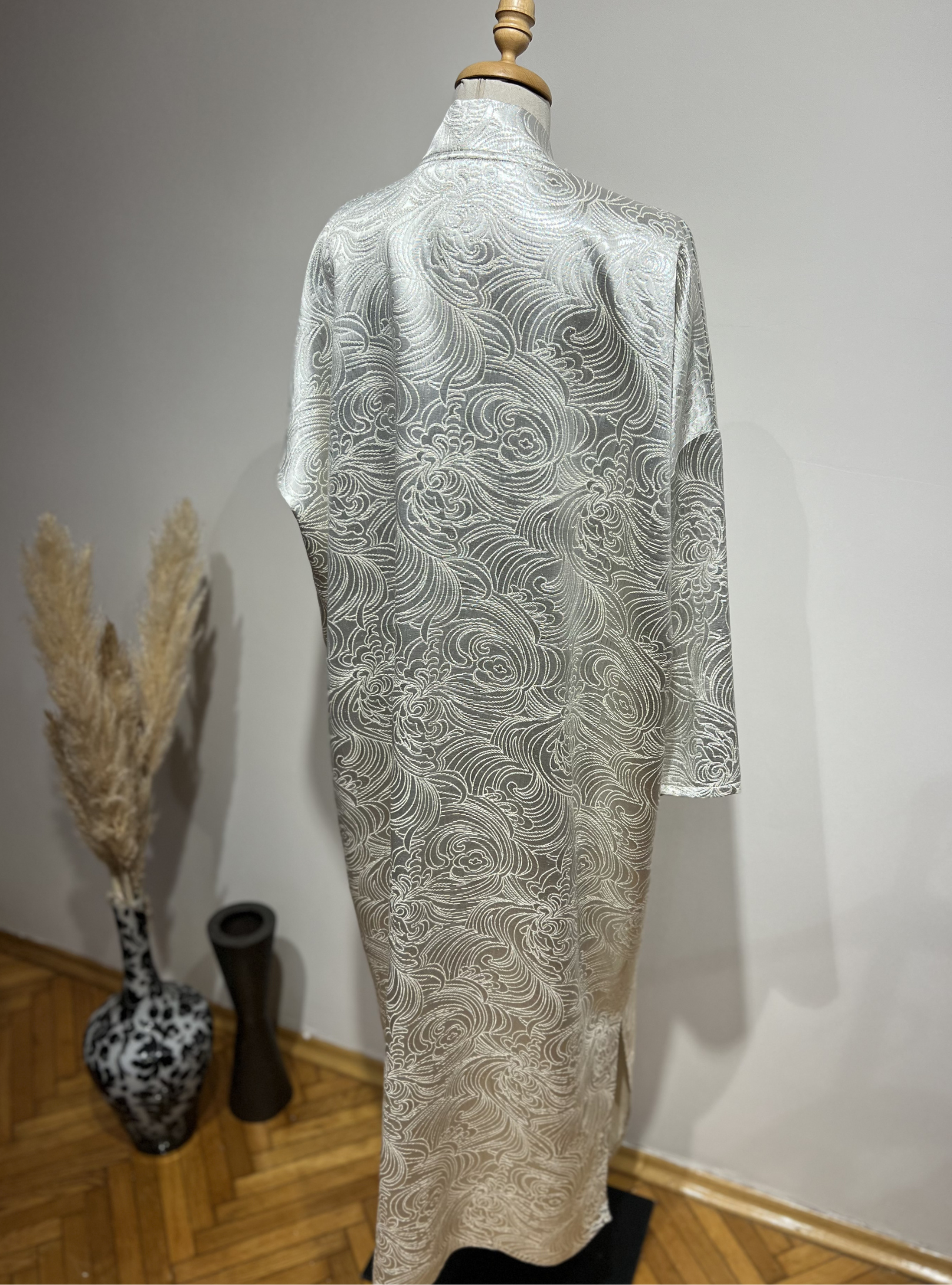 Silver jaquarde Abaya - Store WF