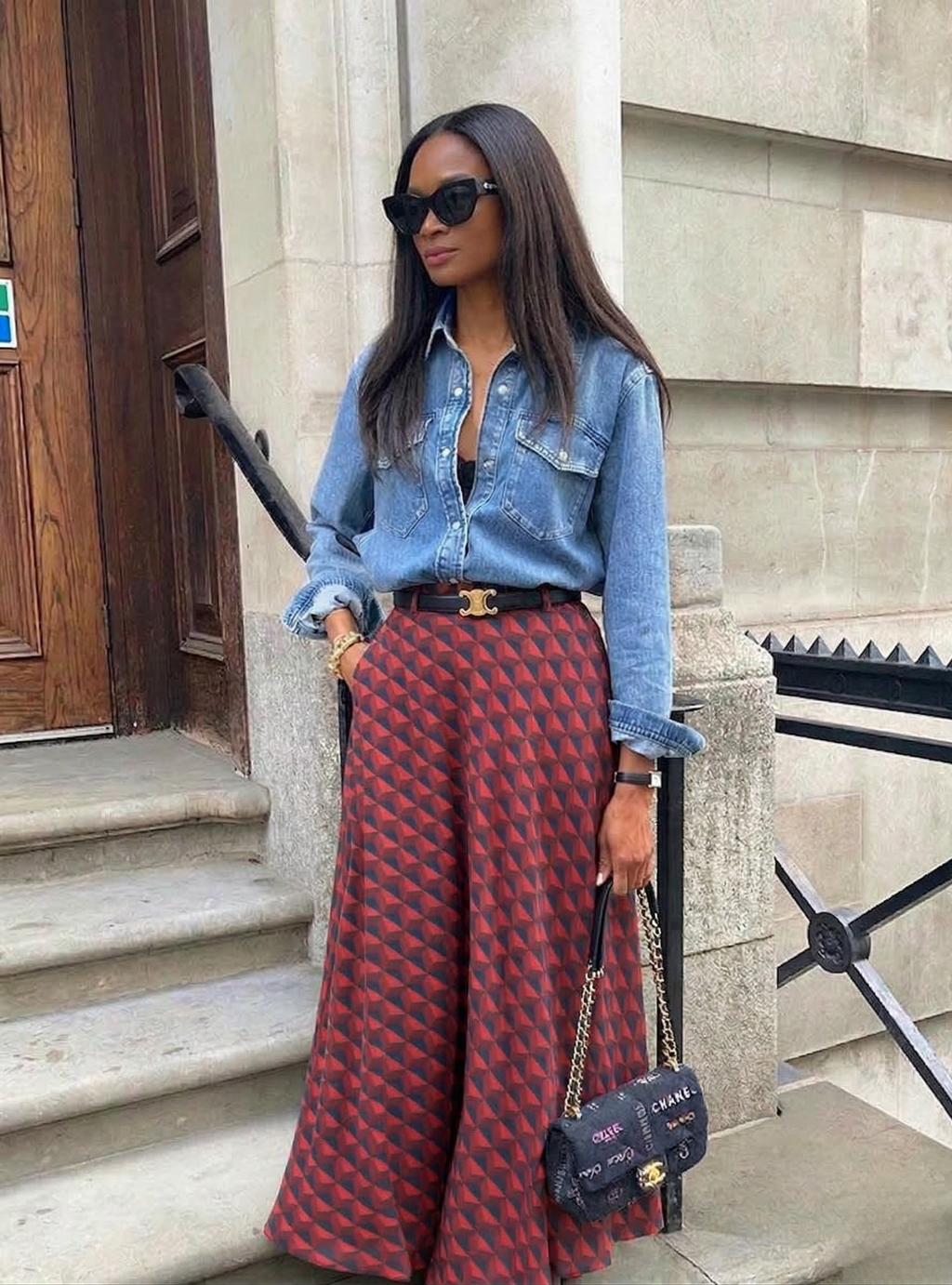 Modern Print Maxi Skirt with Pockets - WF Atelier