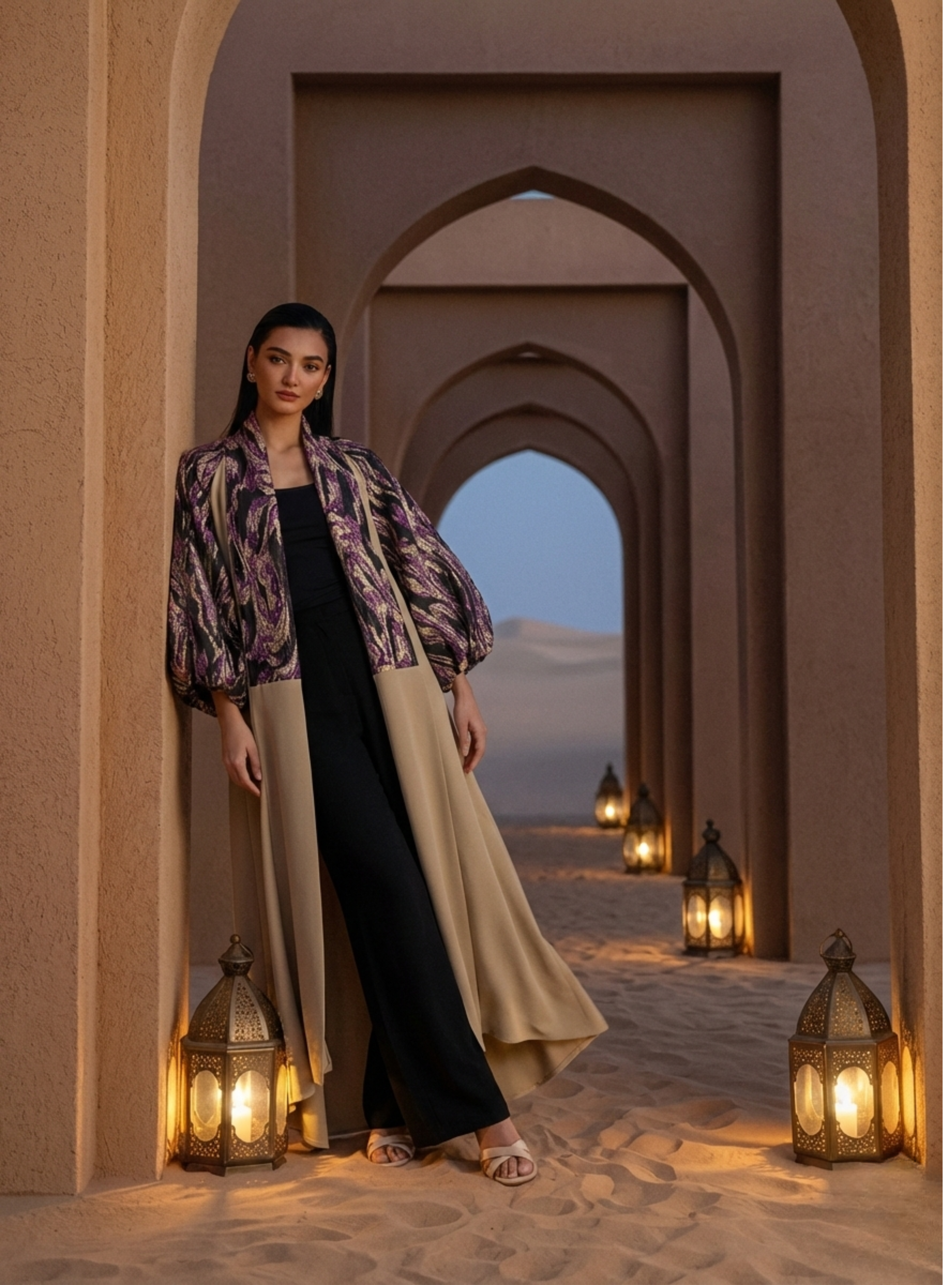 Gold Metallic jacquard Abaya Kaftan - Store WF