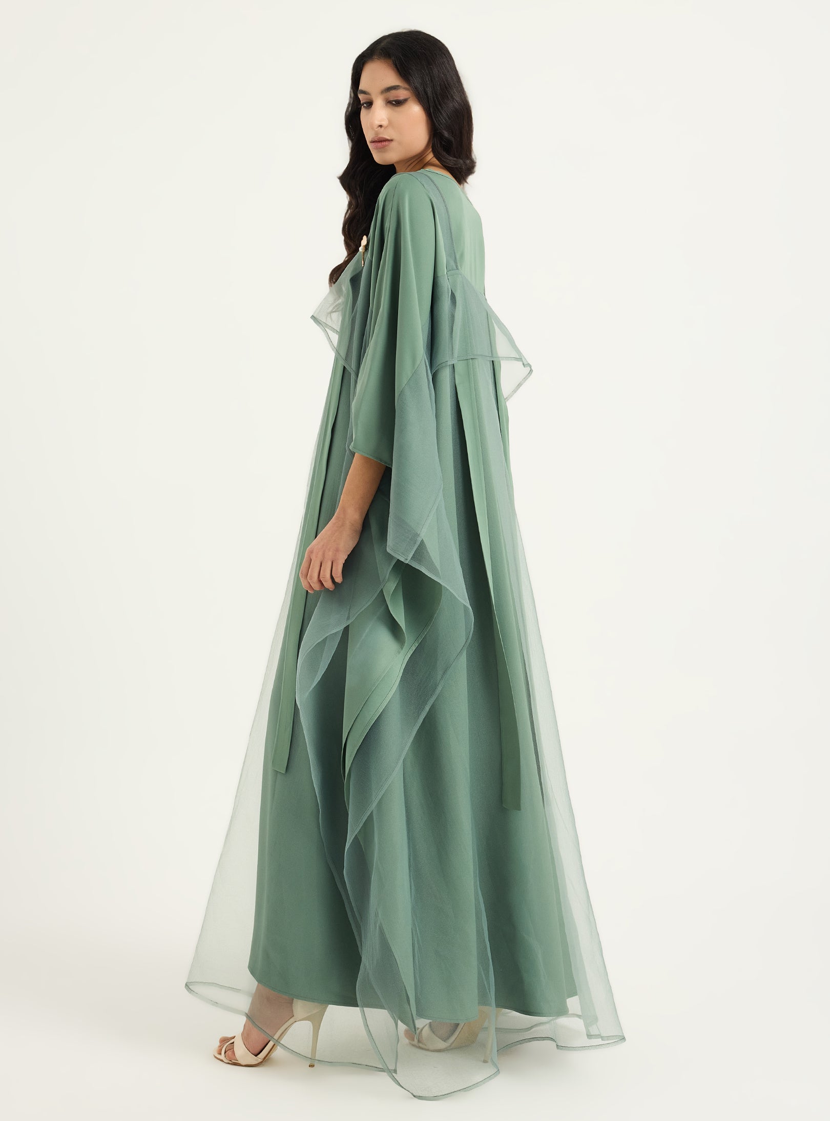 Mint Organza Double Layer Kaftan Dress - Store WF