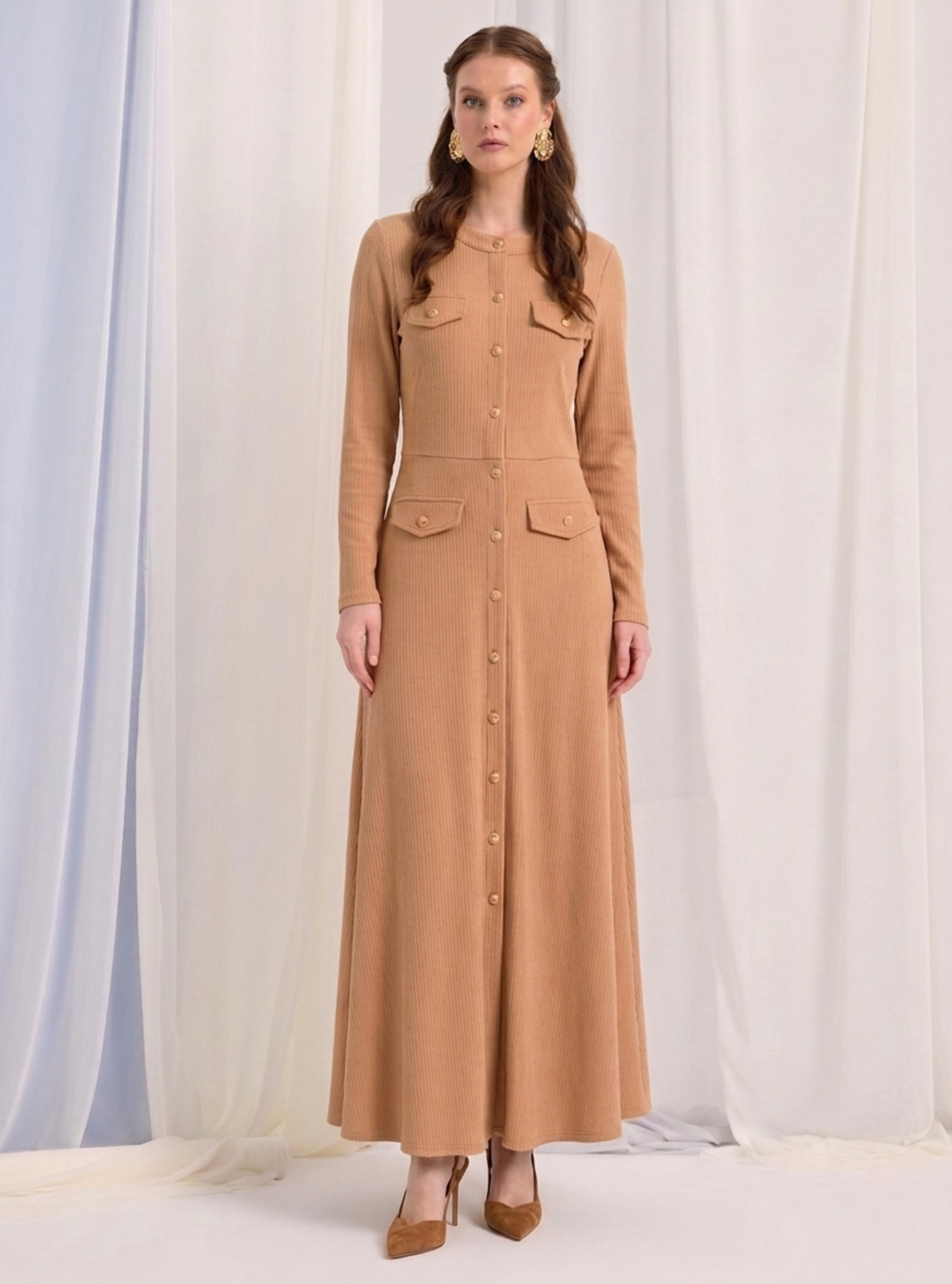 Signature Knit Dress with Gold Button