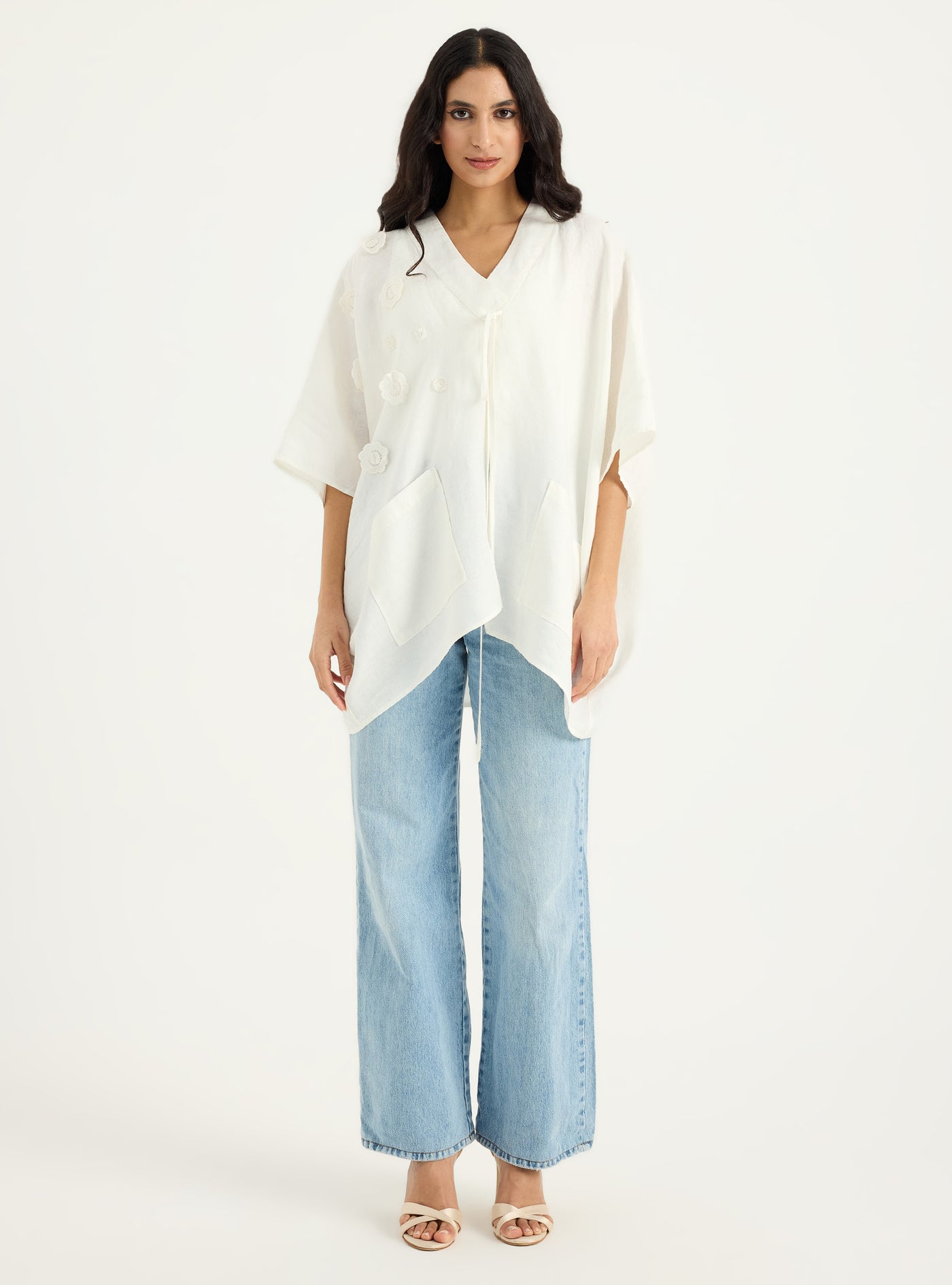 100% Linen White Kimono
