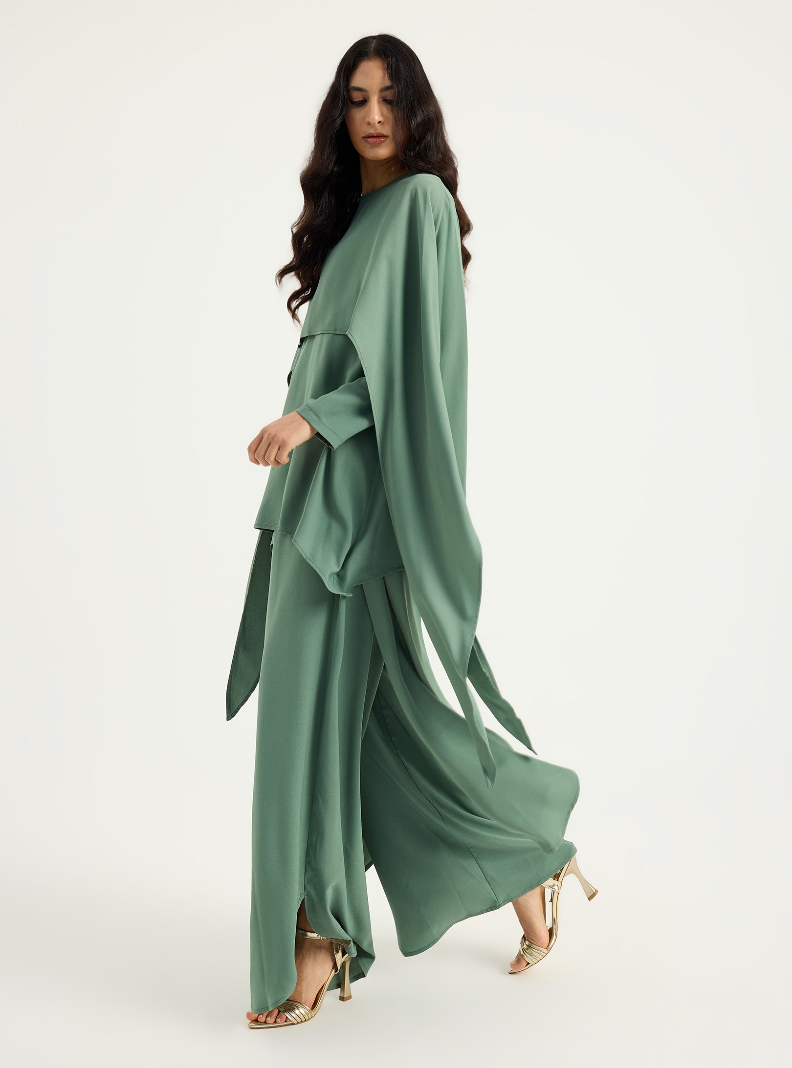 Cape-Effect Blouse & Trouser Set - Store WF