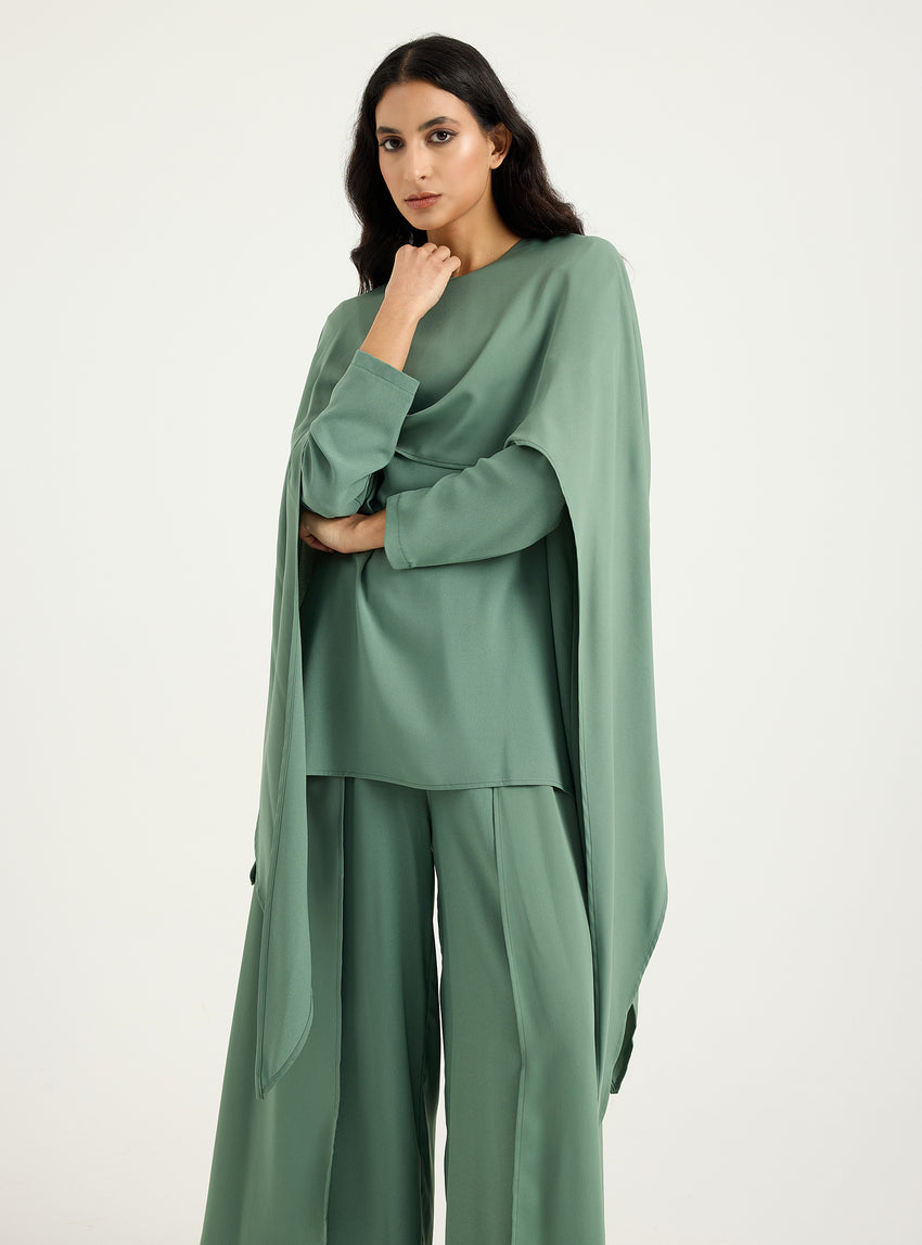 PRIM SILK CAPE EFFECT BLOUSE main image 1
