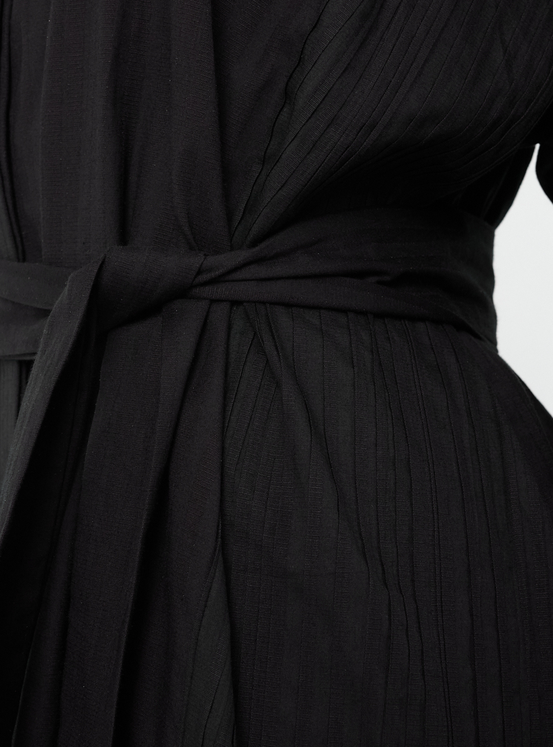 Black Belted Cotton Dress