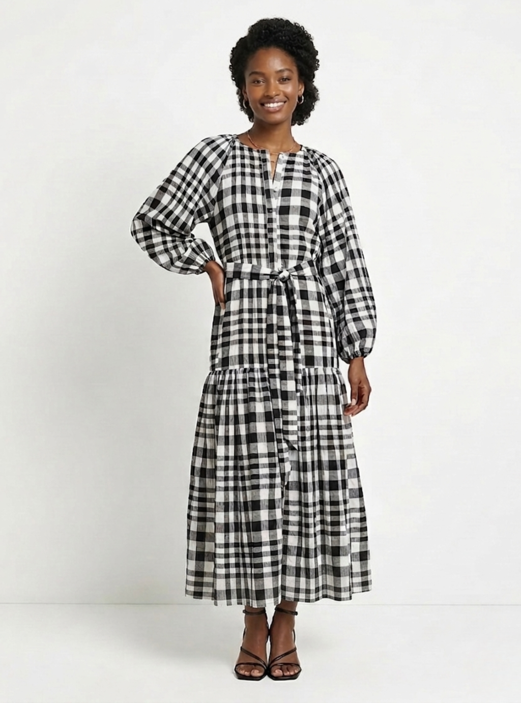 Black & White Checkered Cotton Dress