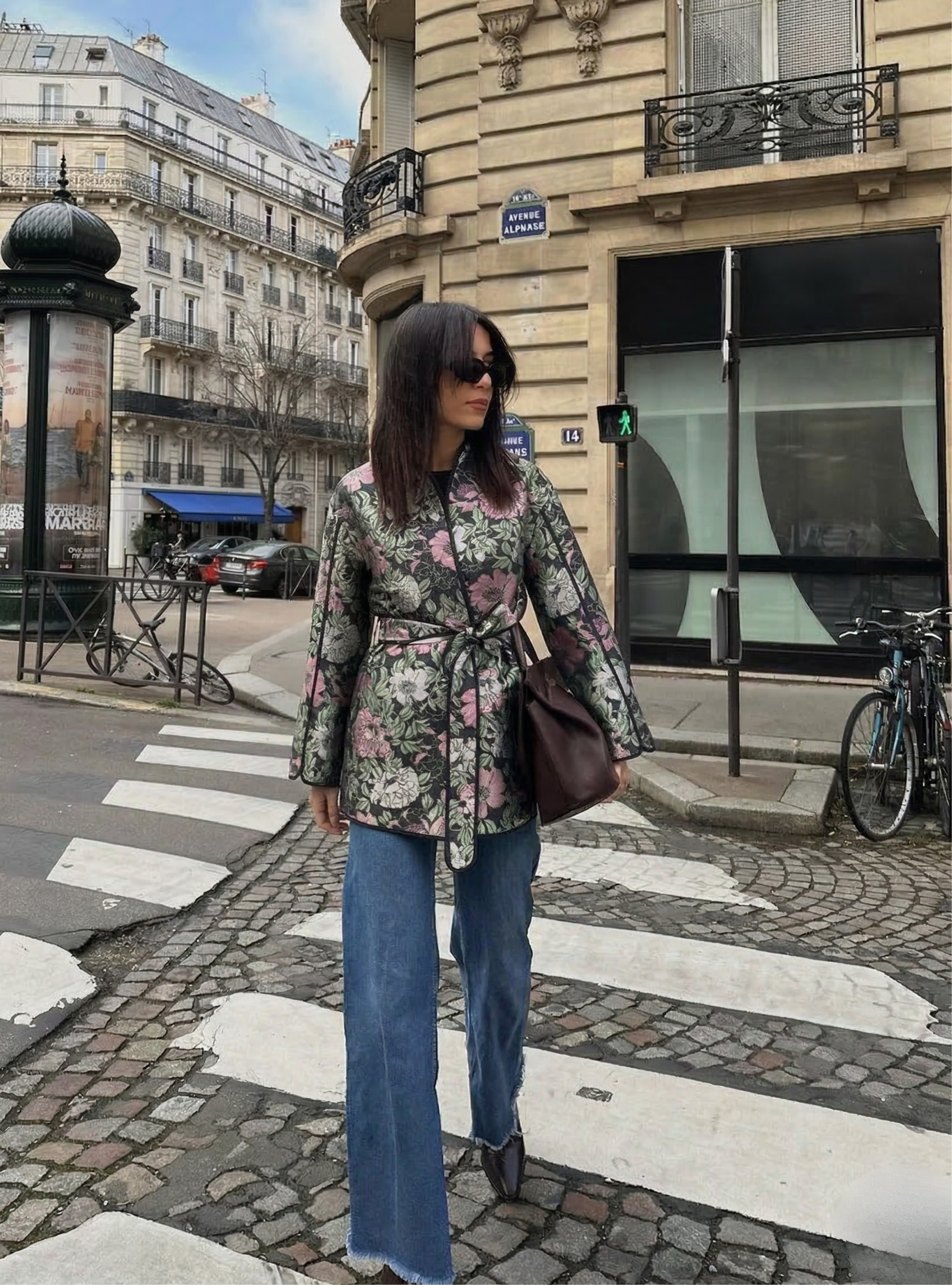 Green Jacquard Belted Kimono Jacket - WF Atelier - Store WF