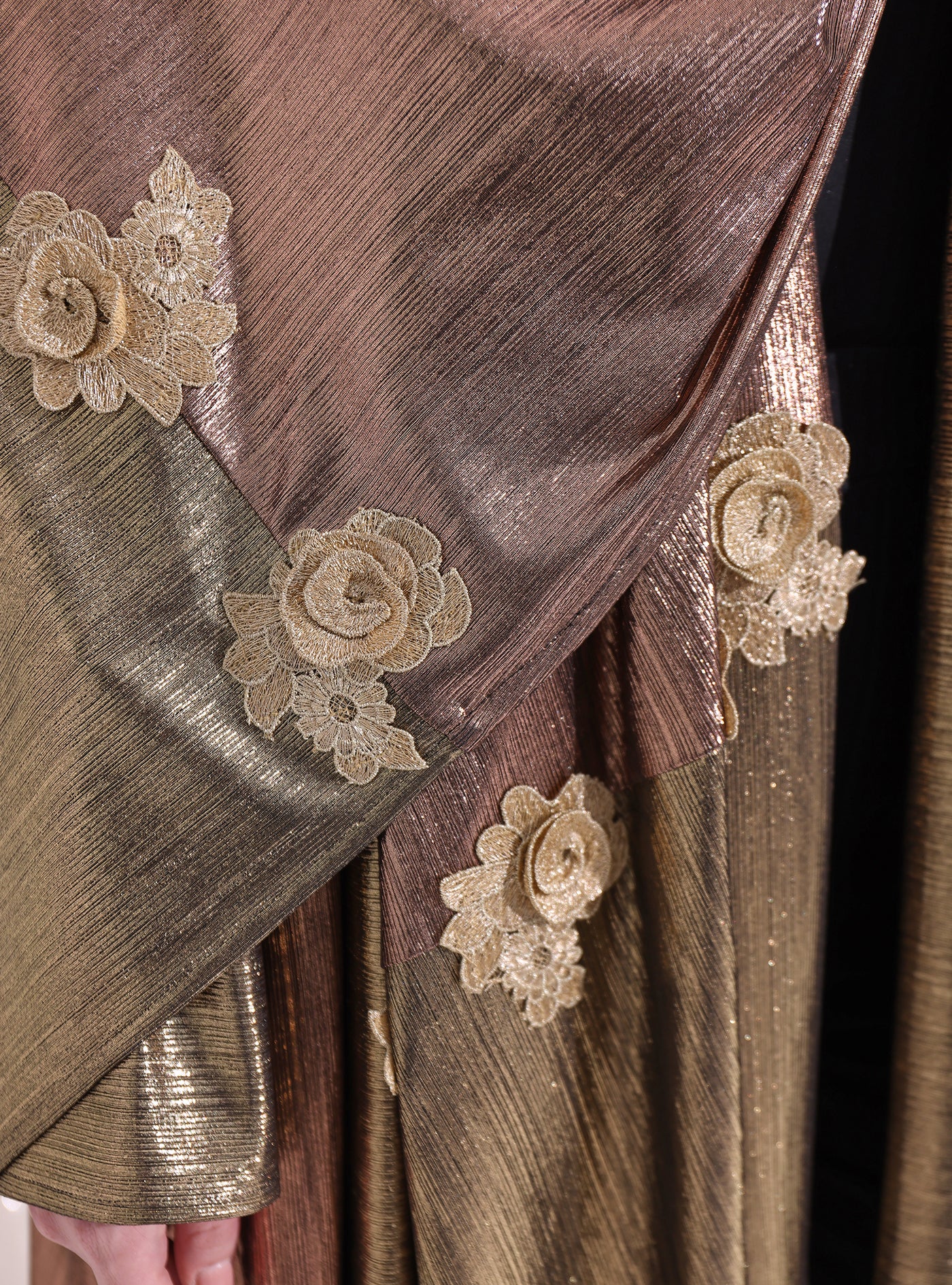 Bronze Gold Abaya Kaftan With Scarf Set