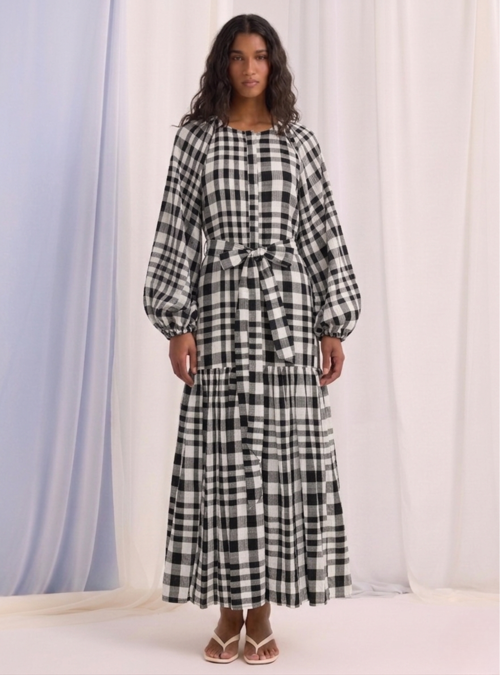 Black & White Checkered Cotton Dress - Store WF