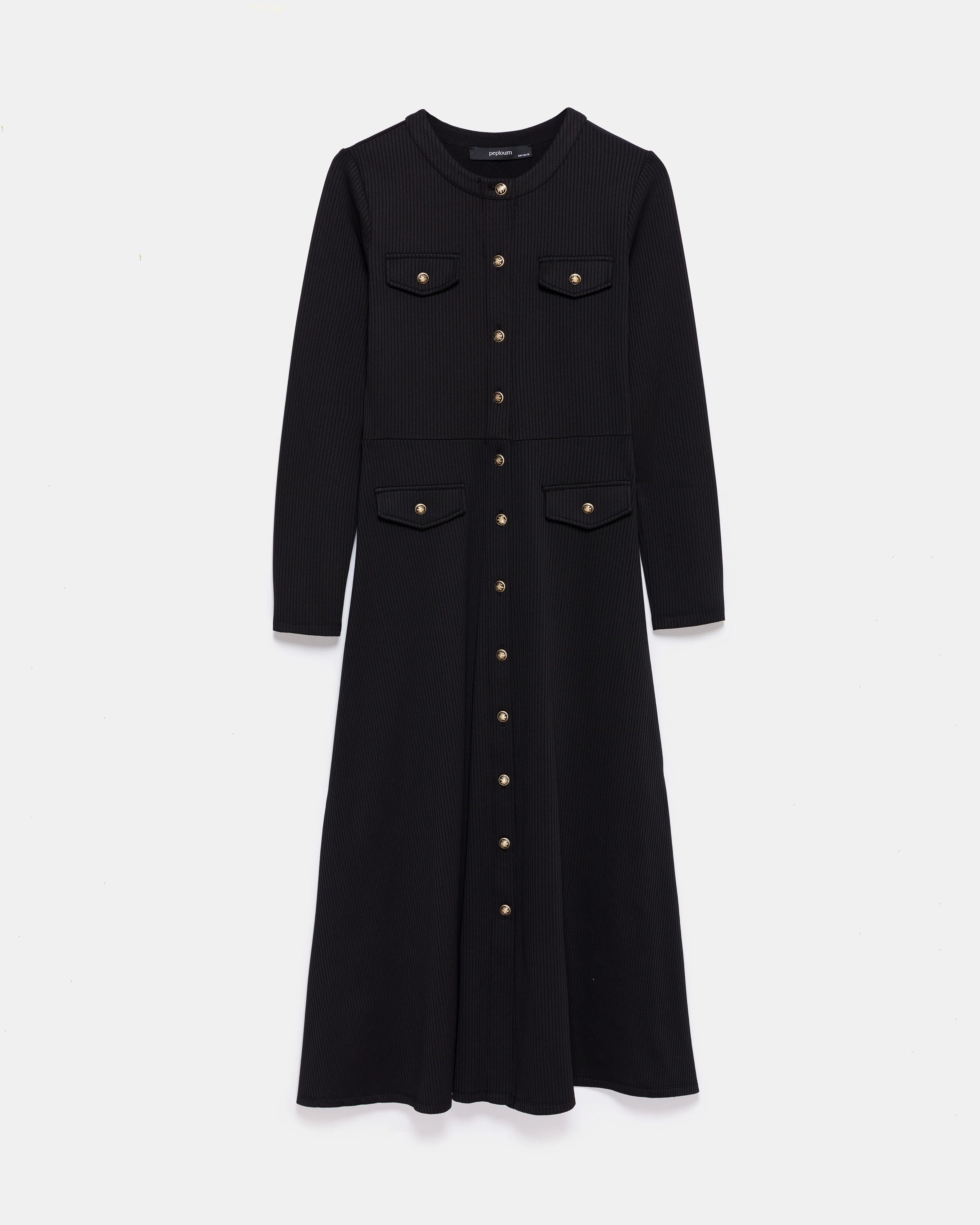black knit dress gold buttons Womens Sosandar Black Button & Chain Detail Fit & Flare Knitted Dress US 14