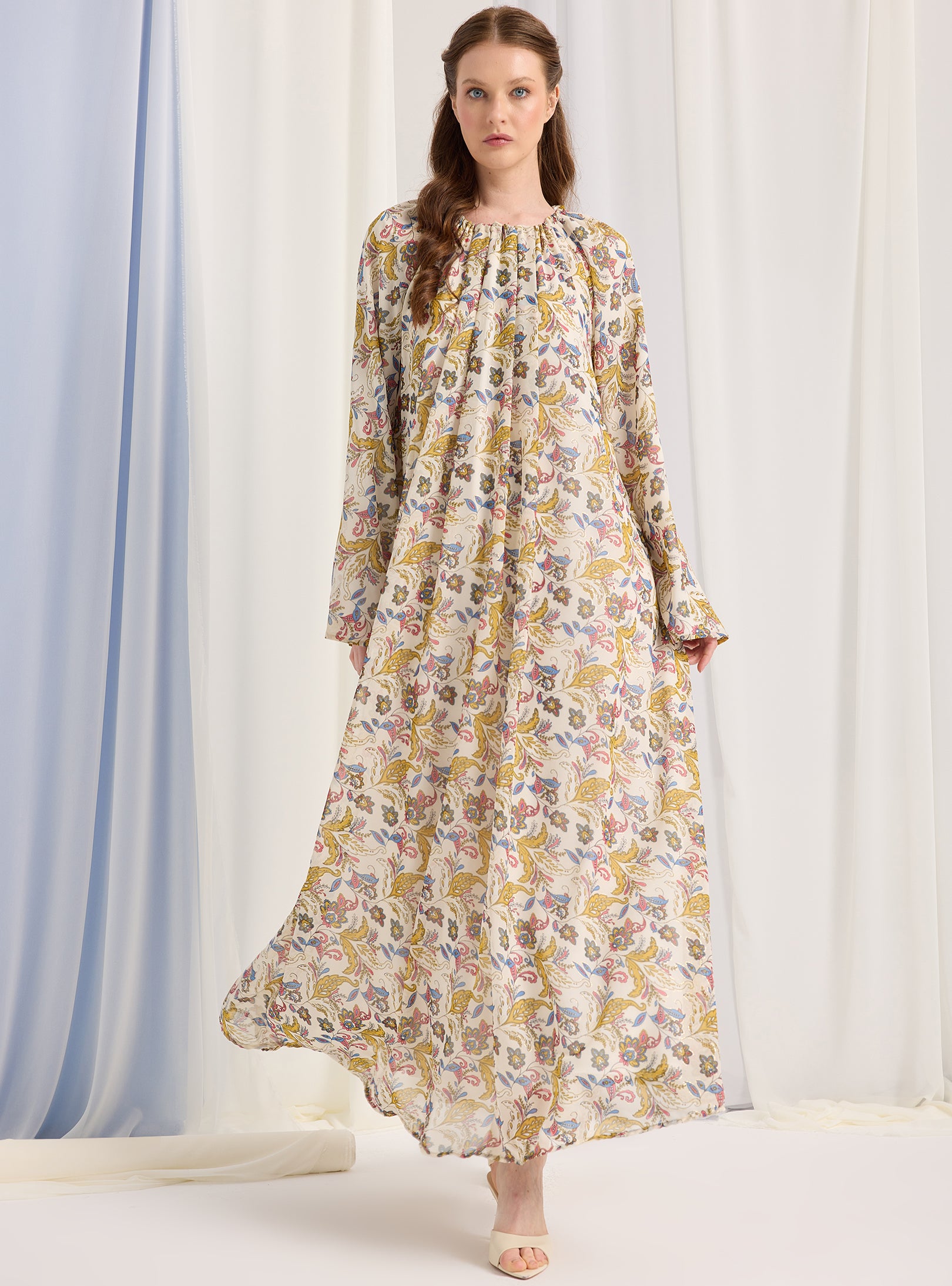 Etro Pirinted Gold Lurex Detailed Maxi Dress - Store WF