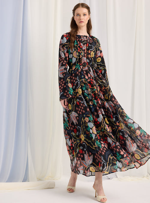 Black Gold Lurex Detailed Maxi Dress - Store WF