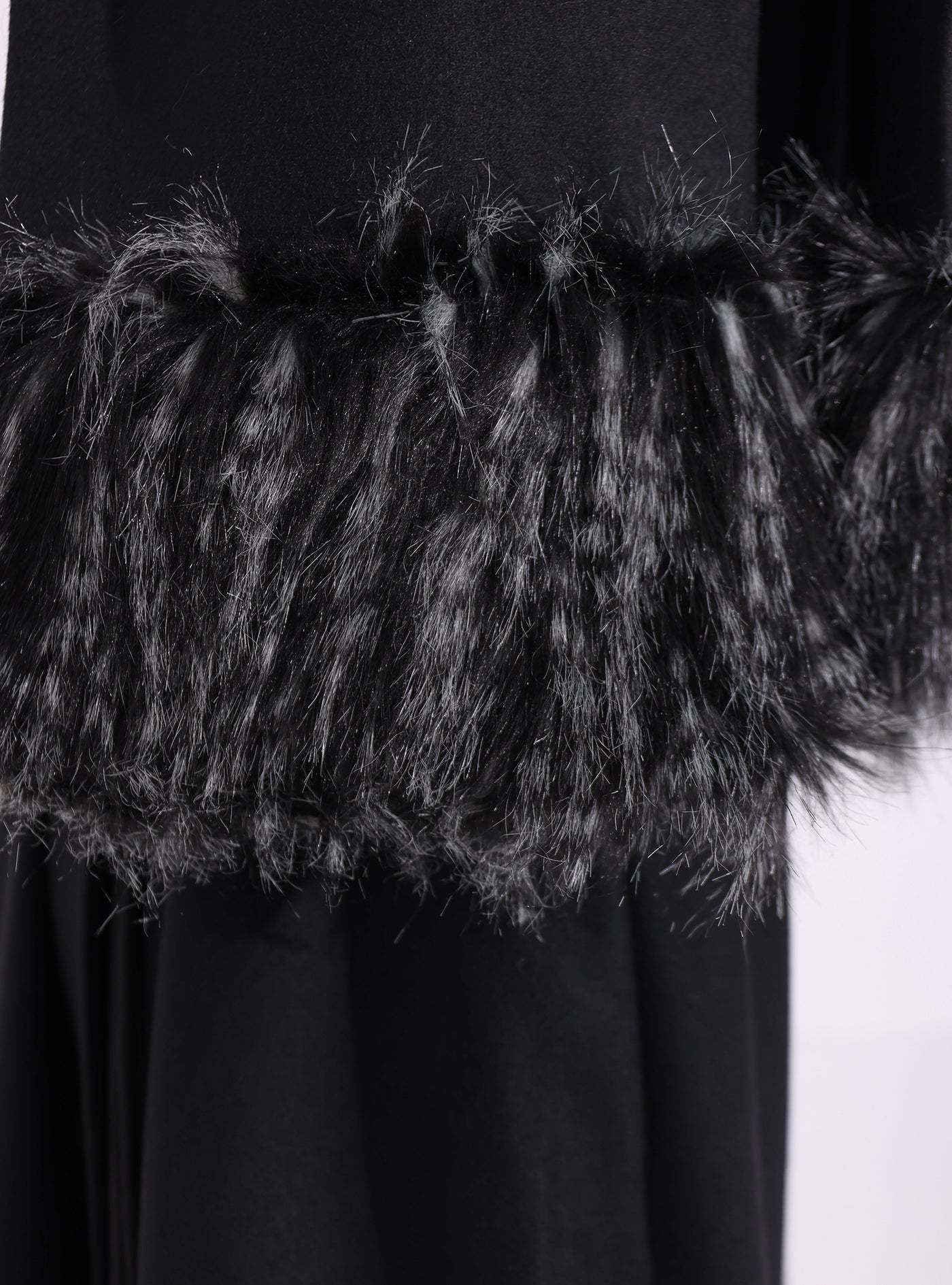 Black Faux Fur Trim Wool Gilet With Scarf