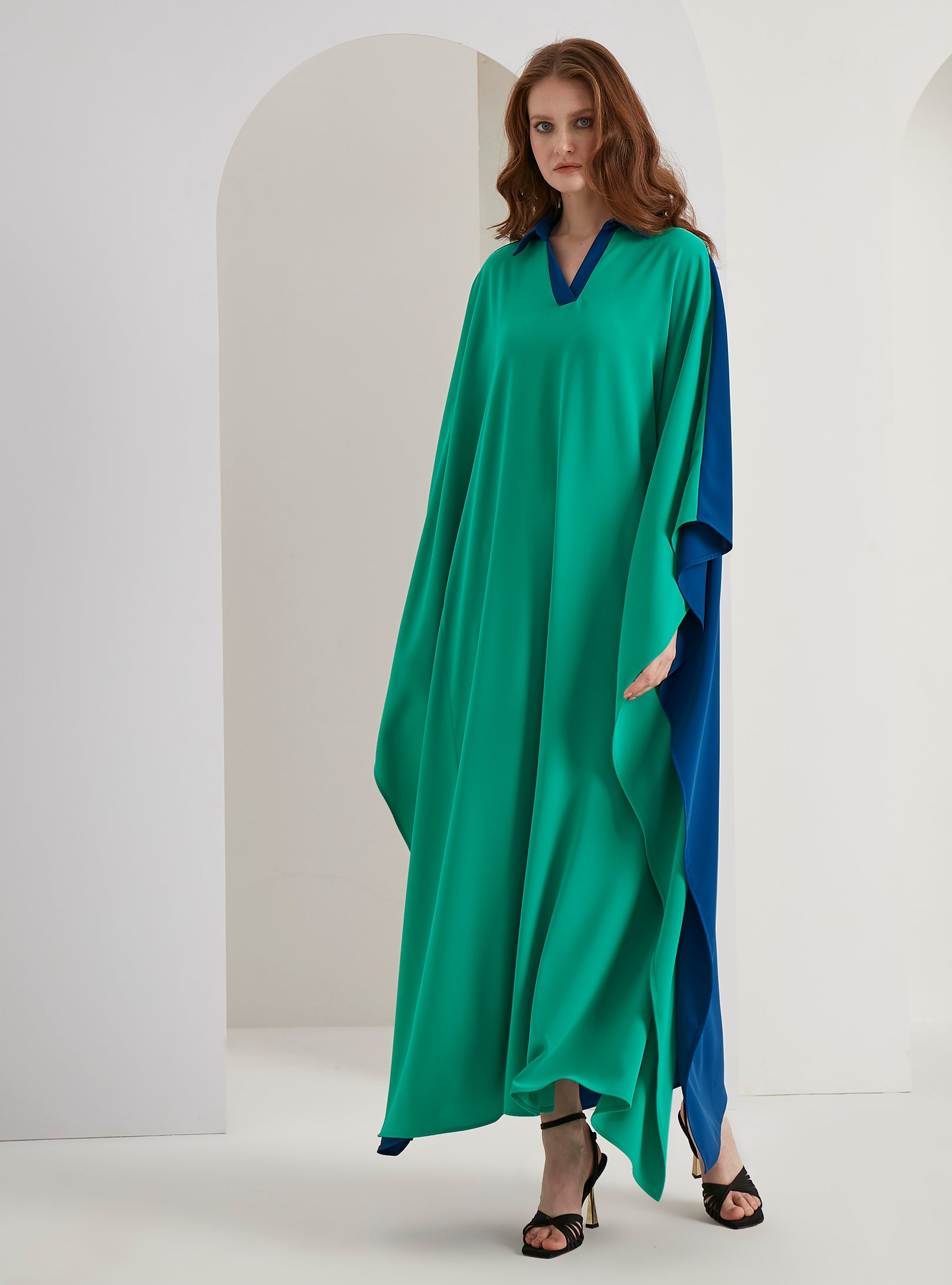 Multi Colour Shirt Maxı Kaftan Dress