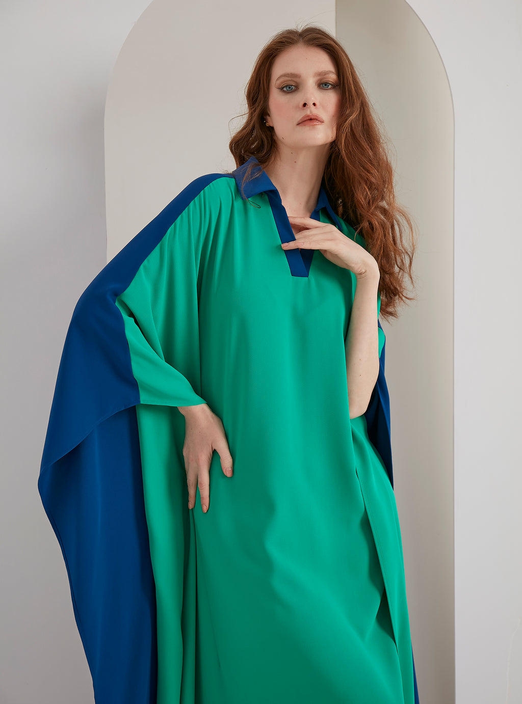 Multi Colour Shirt Maxı Kaftan Dress