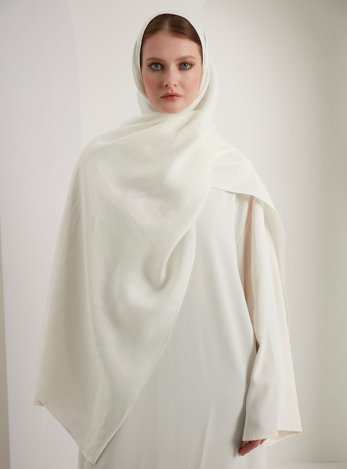 100% White Linen Scarves Hijab
