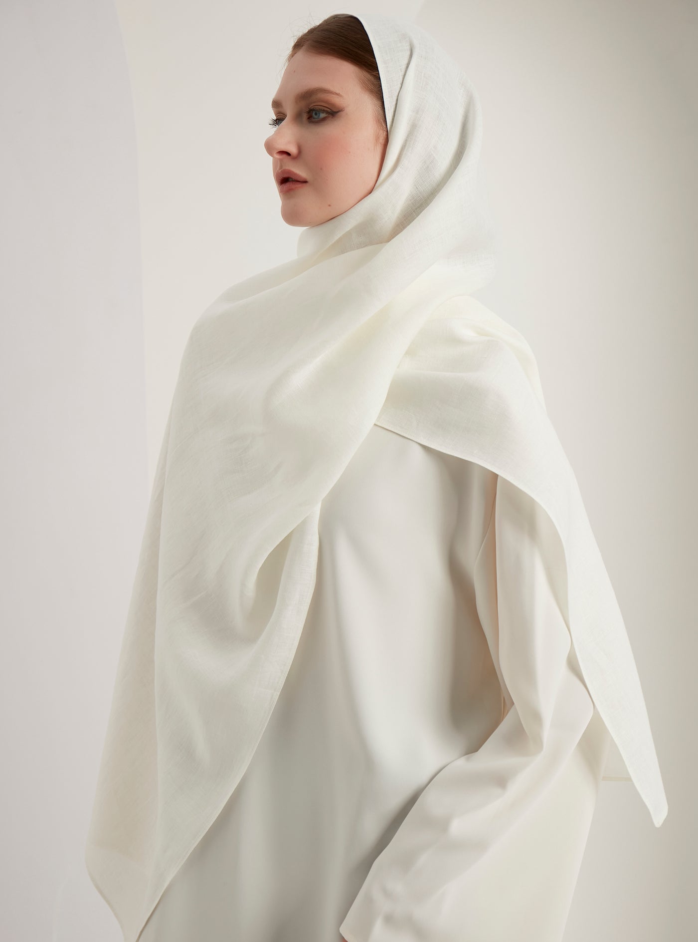 100% White Linen Scarves Hijab