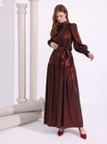 Bronze Metallic Taffeta Cristal Button Maxi Dress - Store WF