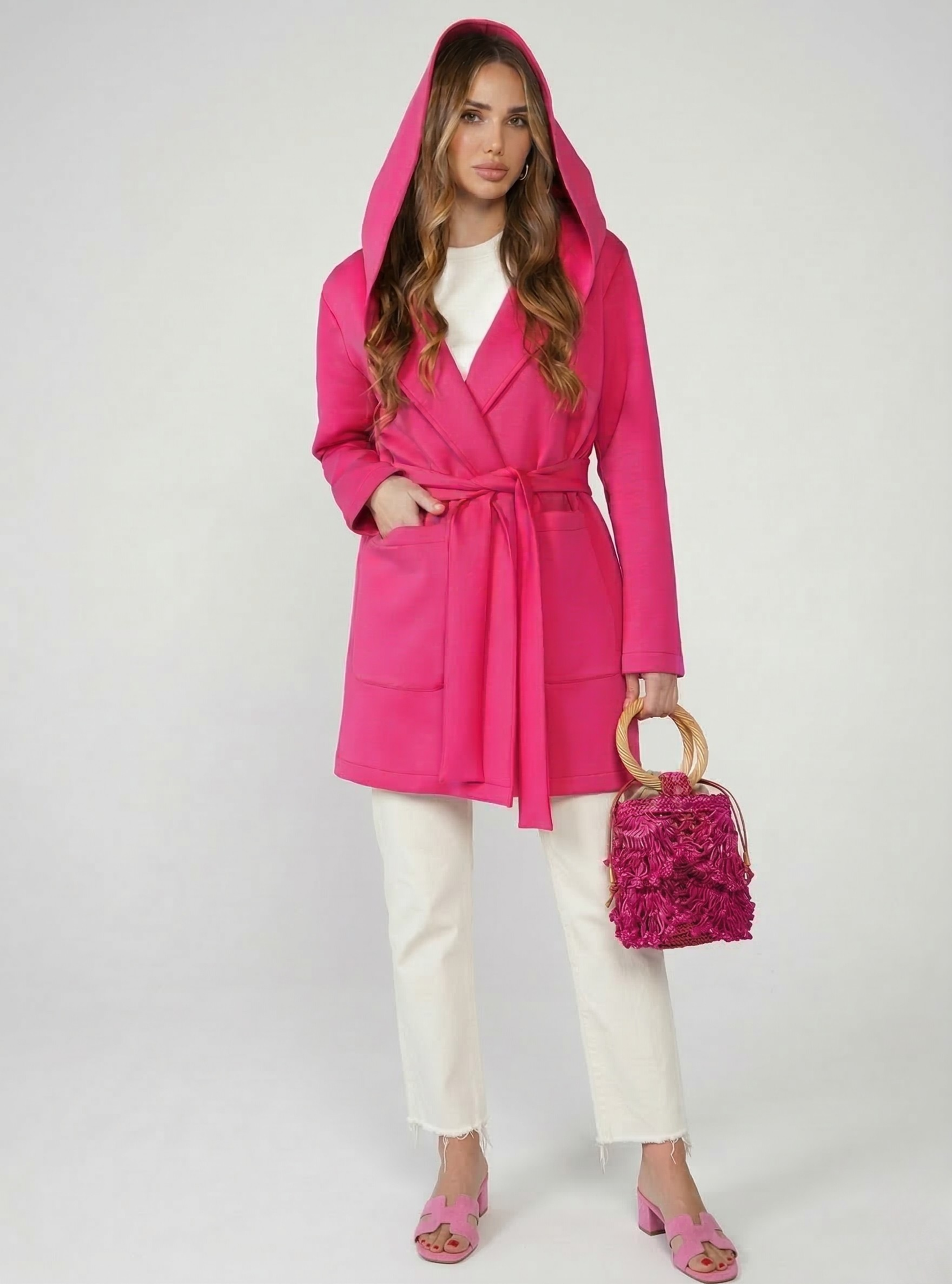 Pink Scuba Belted Jacket