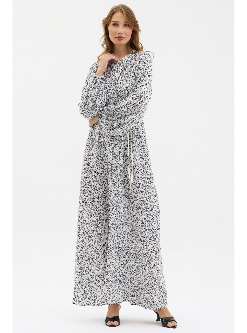 White Floral Belted Maxi Dress - Store WF