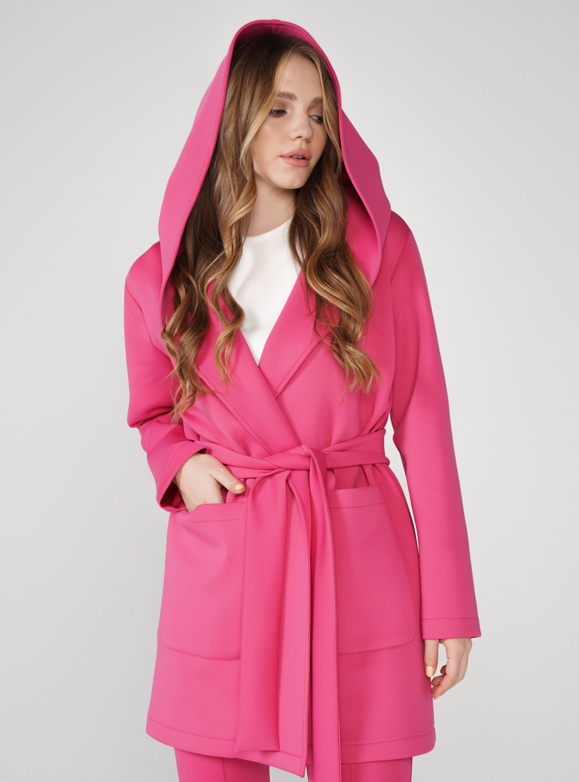 Pink Scuba Belted Jacket