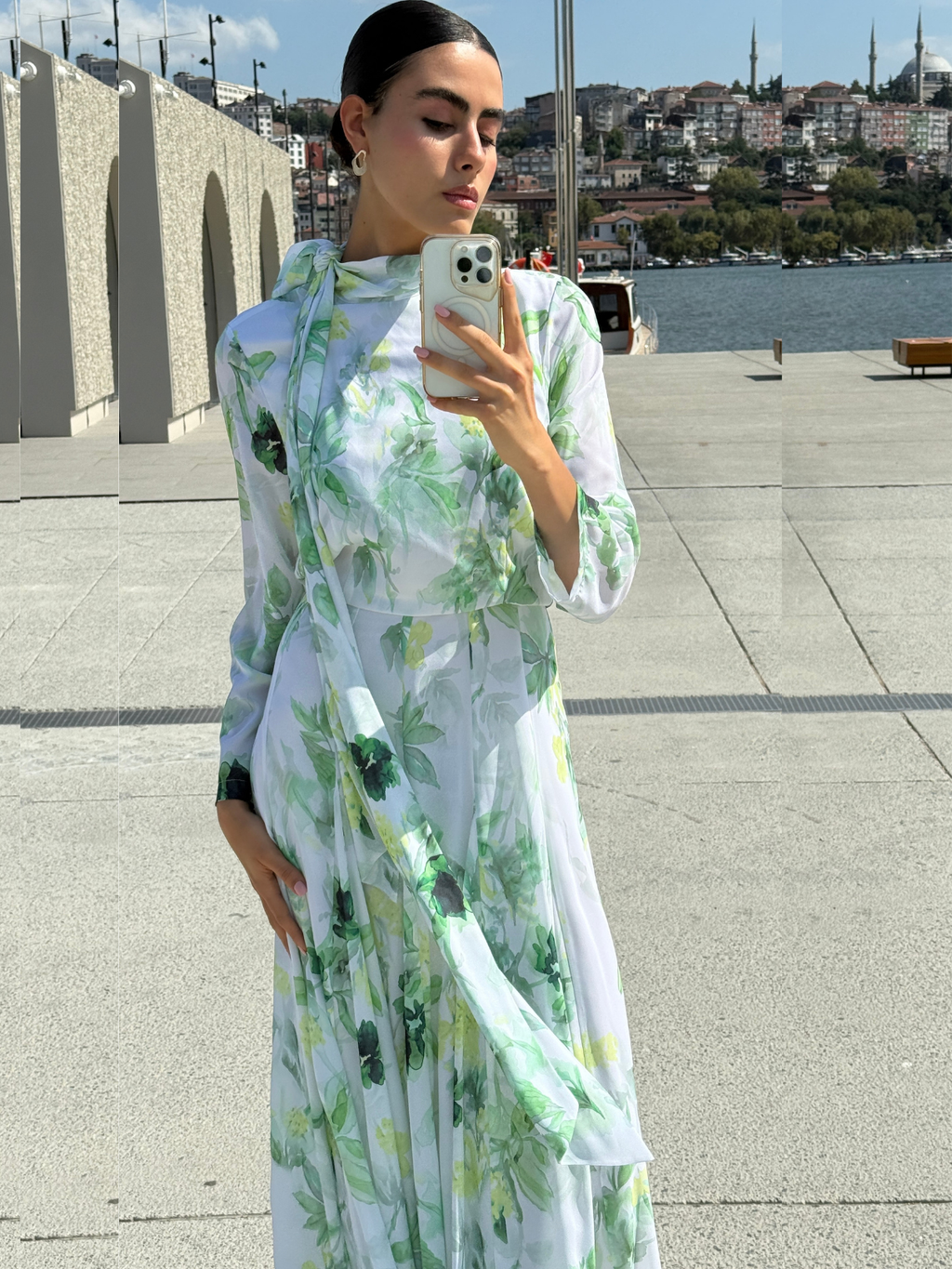 Green Watercolor Bloom Chiffon Maxi Dress - Store WF